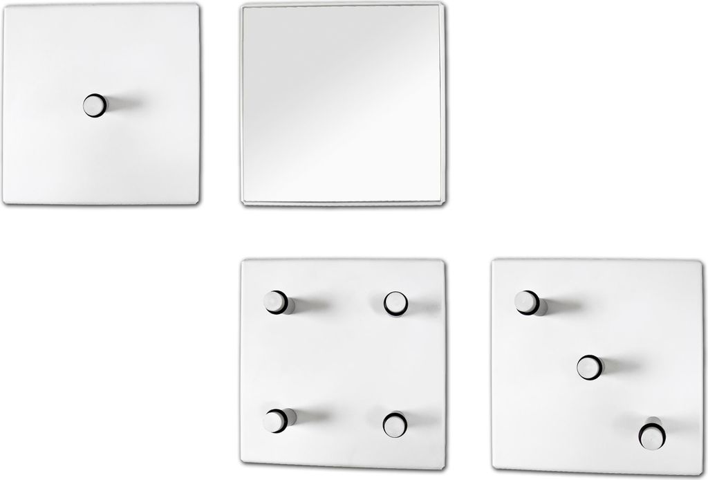 HAKU Wandgarderobe Garderobenset Wandspiegel weiß - Metall, Spiegel, B/H/T: 15x15x6 cm