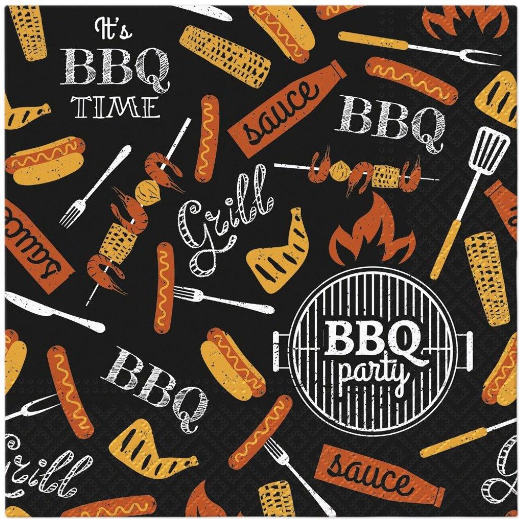 Servietten 33x33 cm - BBQ Party (black)