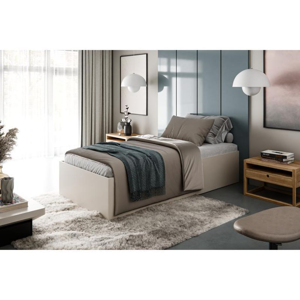 Einzelbett bett BELLA 90x200cm, Farbe CASHMERE, mit Rahmen, ohne Matratze