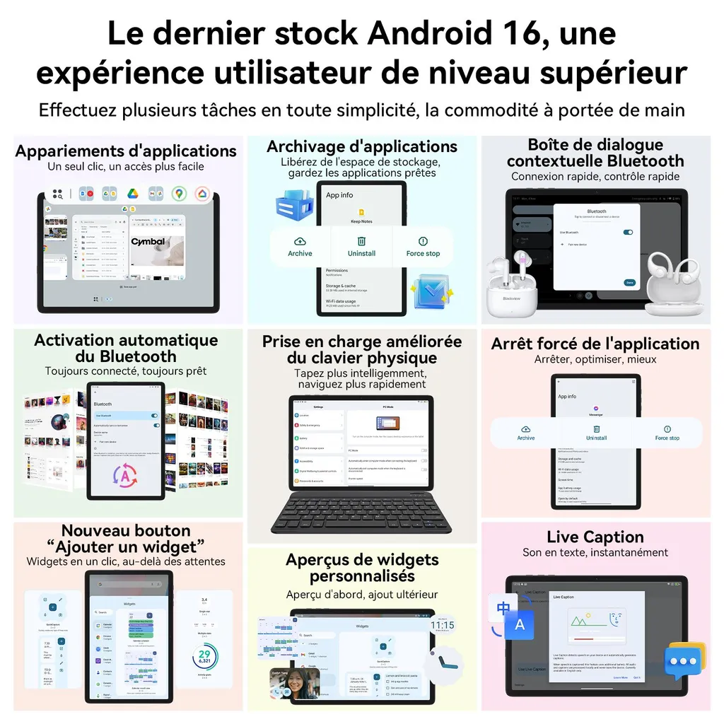 Tablette 256Go Android 14, Écran Widevine L1 et Intelligence Artificielle - 7