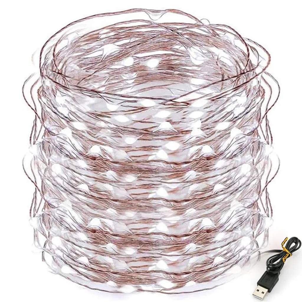 20M bianco LED rame filo fata luci USB Natale filo fata luci nozze festa decorazione interna