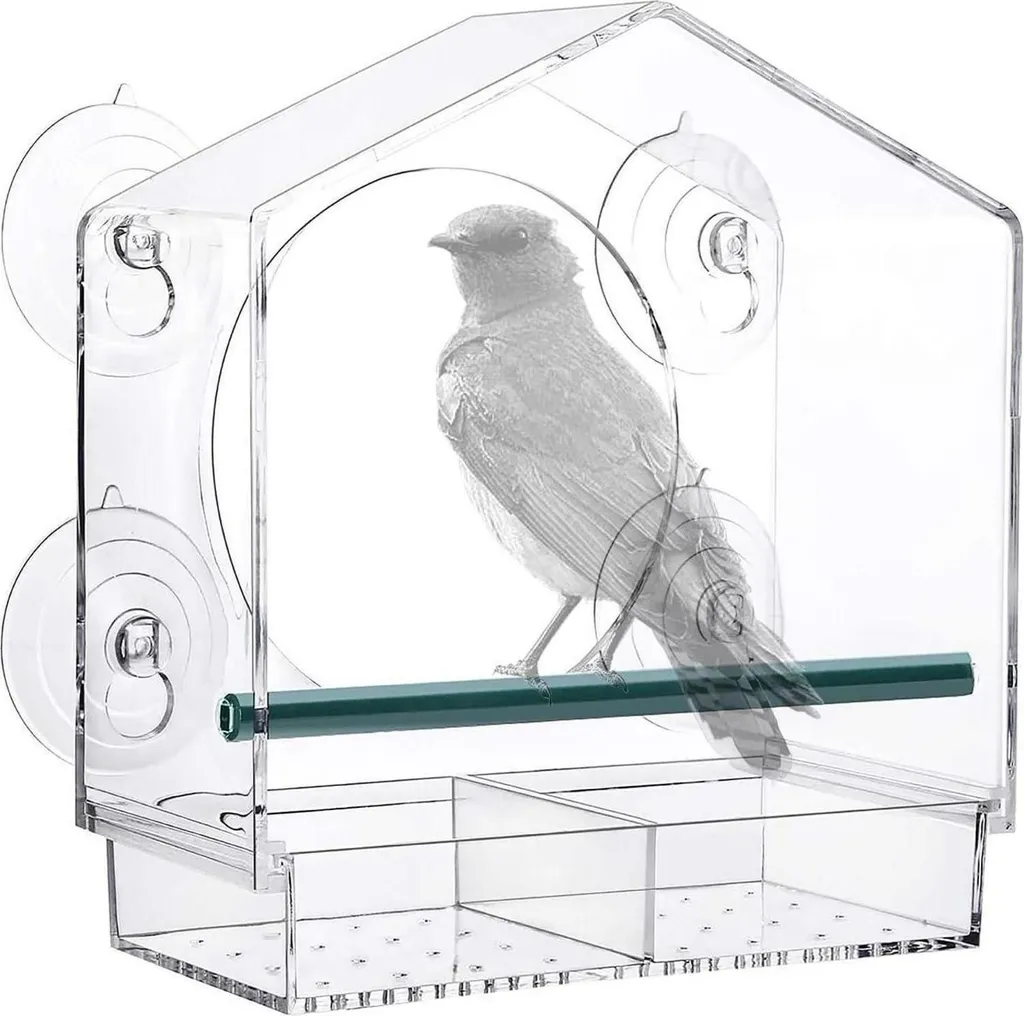 Zeqeey Mangeoire Oiseaux Fenêtre Transparente 21cm avec 3 Ventouses