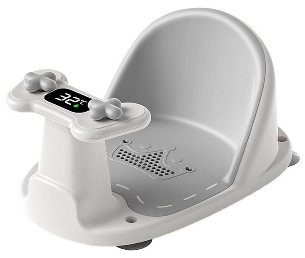 Baby Badewannensitz 4 Saugnäpfe Temperaturanzeige ergonomisches Design rutschfest PP TPE Sitzhilfe für Babys ab 6 Monate