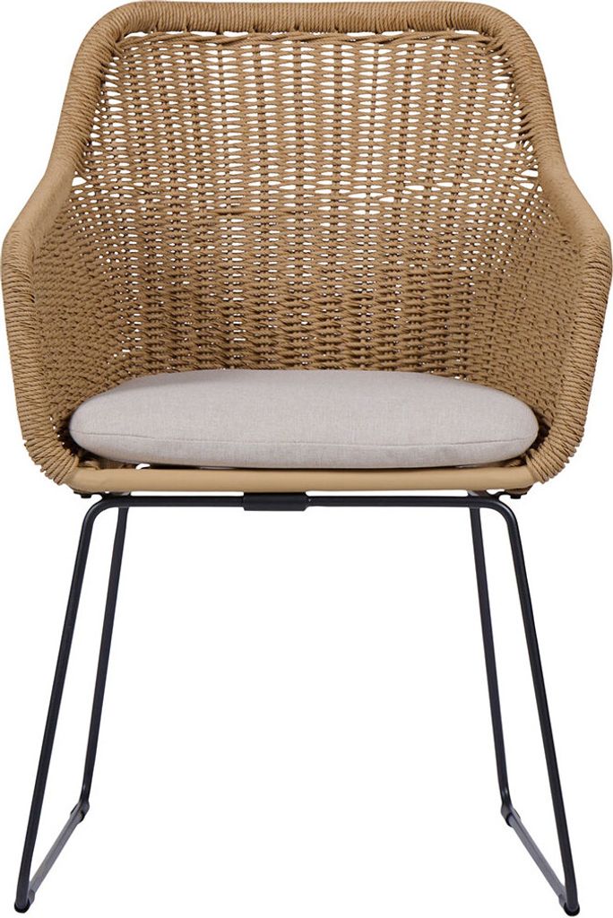 (4er Set) Sif Gartenstuhl Polyrattan mit Kissen schwarz, natur.