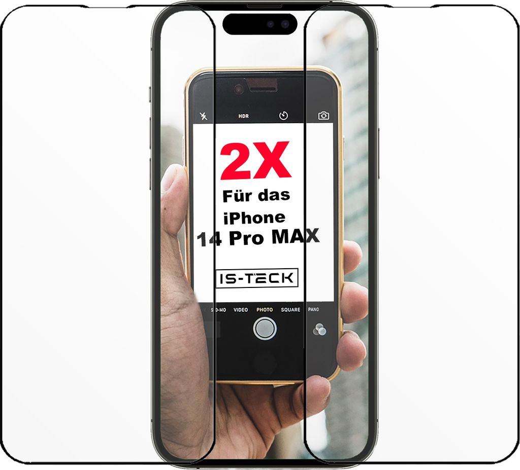 2x iPhone 14 Pro Max Full Screen Cover Panzer Schutz Glas Display Schutz Mit Schwarzem Rand 9H