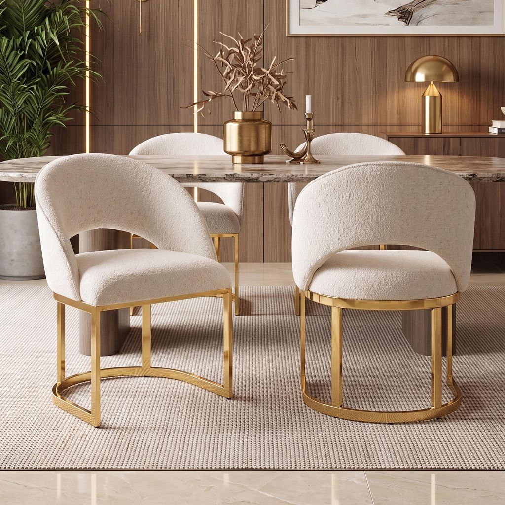 Flieks Essstoelen, set van 4, met goudkleurige, Productafbeelding 