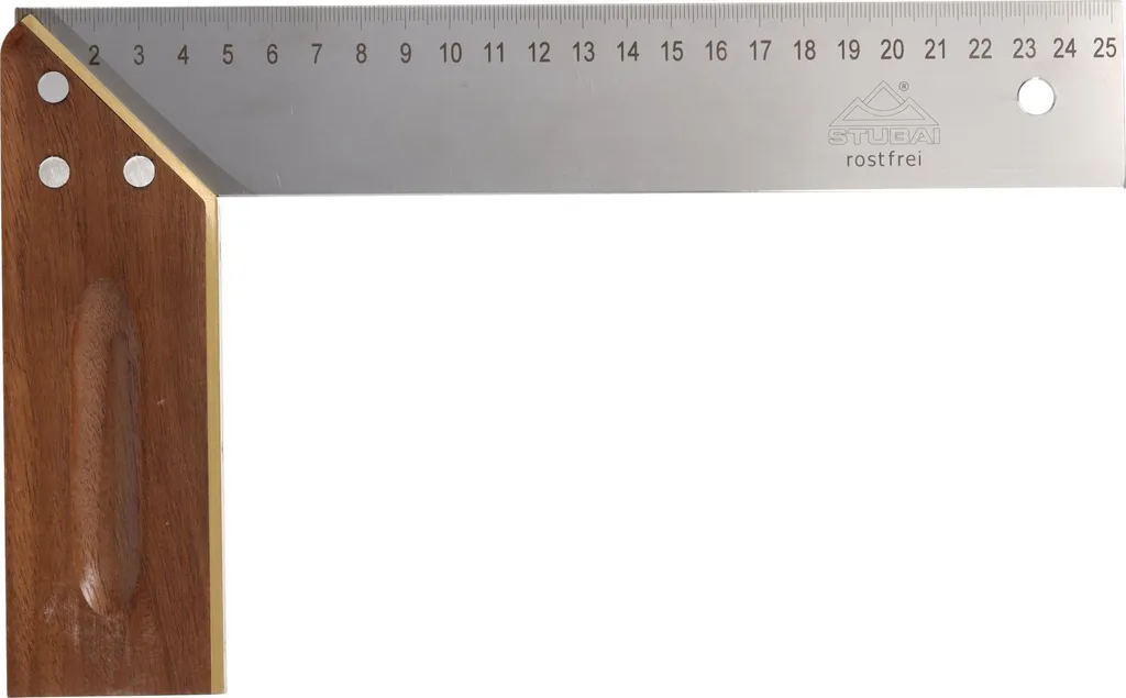Equerre de menuisier STUBAI 250 mm en acier à ressort et bois de noyer