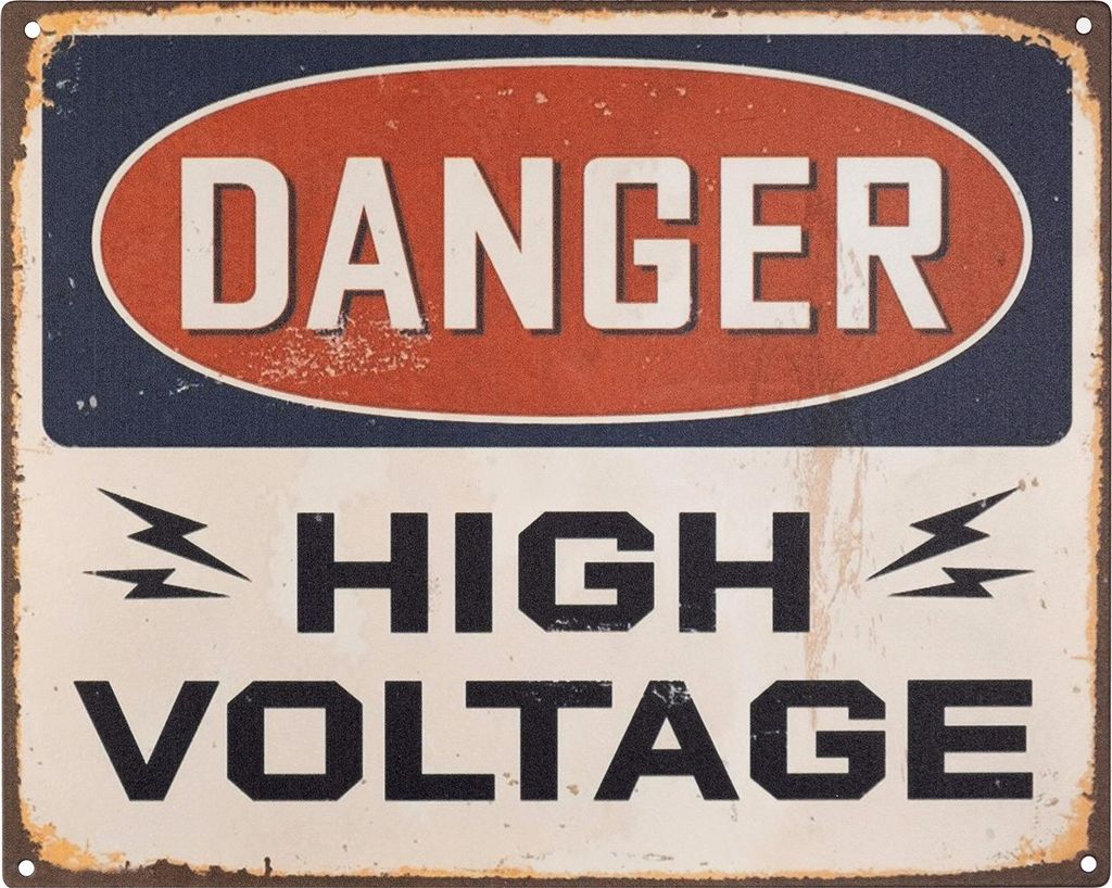 Moritz Blechschild 25 x 20 cm DANGER High Voltage Deko Metallschild Retro Vintage Retro Sprüche lustig