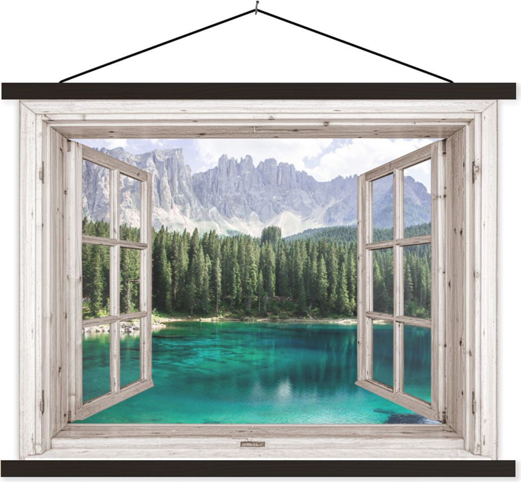 MuchoWow Textilposter Aussicht - Italien - Berg 120x90 cm mit schwarzem Rahmen - Aufhänger für Poster