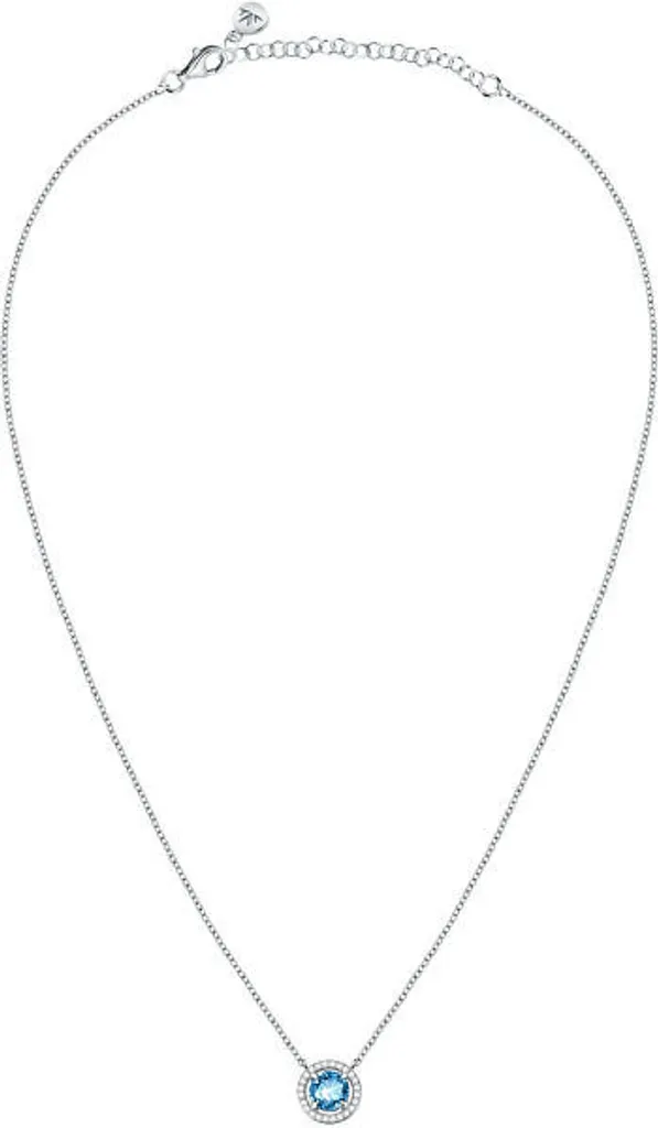 Pendentif femme en argent et zirconium bleu, collier Tesori SAIW94