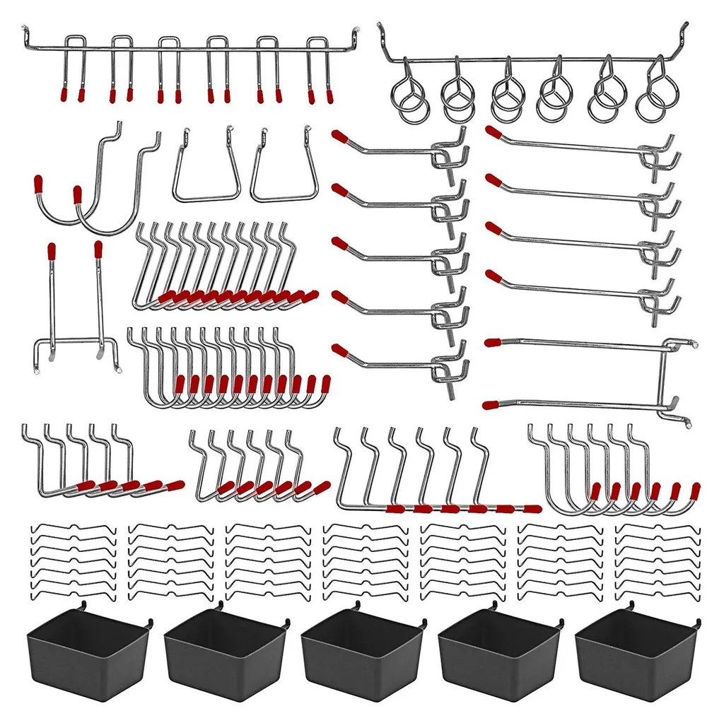 Lot de 114 Crochets Métalliques pour Panneau Perforé PEG Assortiment