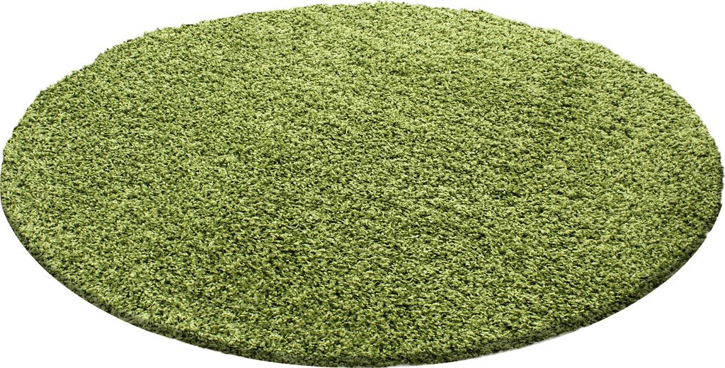 Shaggy Teppich Uni Kuschelig Waschbar Strapazierfähig | Rund Grün 120x120 cm Schlafzimmer Fußbodenheizung geeignet | RHEIN – Kadima Design