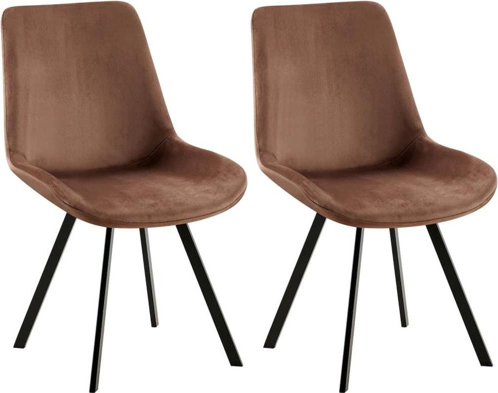 2-teiliges Set Esszimmerstühle Velvet – Küchenstühle – 360° drehbar und bequem | Farbe: Braun