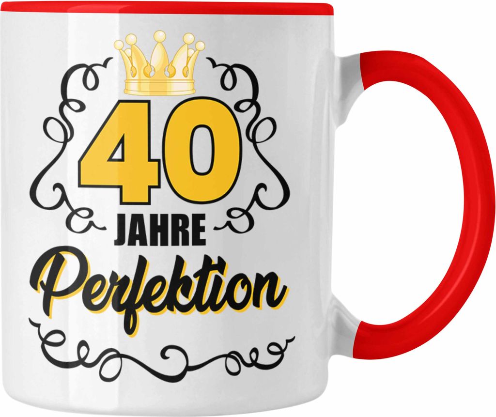 Trendation - 40. Geburtstag Frauen Tasse Geschenk Geschenkidee 40er Geburtstag Spruch Perfektion (Rot)