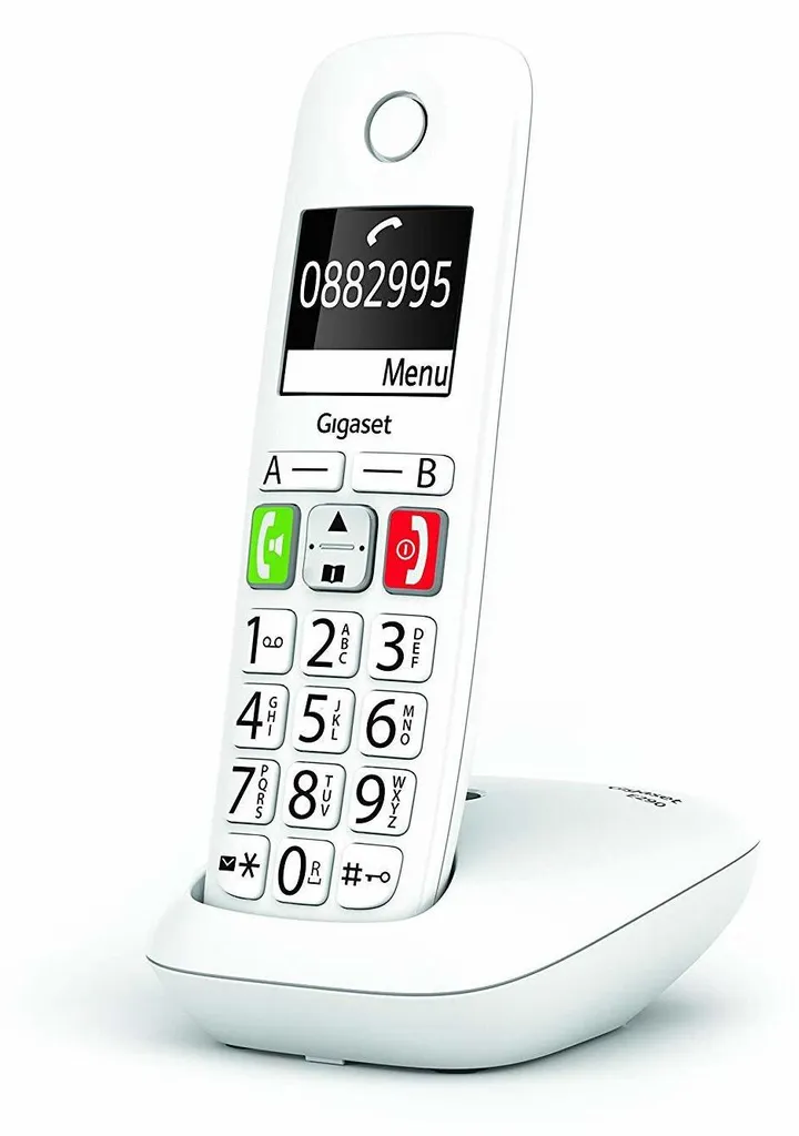 Gigaset E290 Bianco - Telefono Cordless Tasti Grandi per Anziani e Famiglie