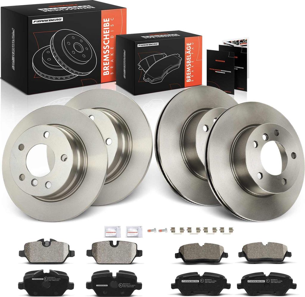 Frankberg 4x Bremsscheiben 8x Bremsbeläge Vorderachse Hinterachse für BMW 1er E81 E87 2.0L 1.6L 2004-2011