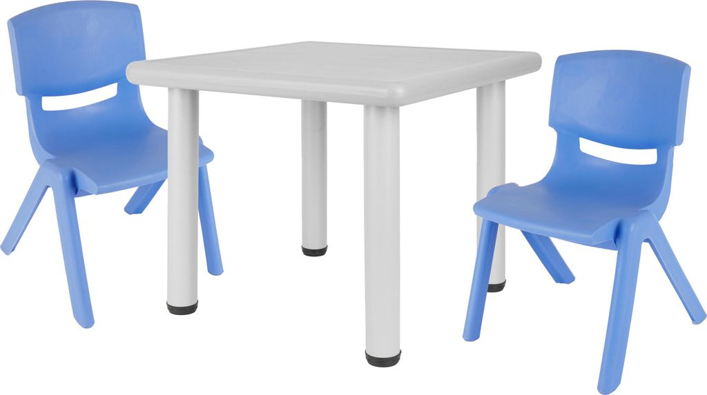 Bieco Kindertisch mit 2 Stühlen | Für Innen und Außen | Kindertisch mit Stühle Stapelbar & Kippsicher | Basteltisch Kinder Tisch Stuhl Set Malt...
