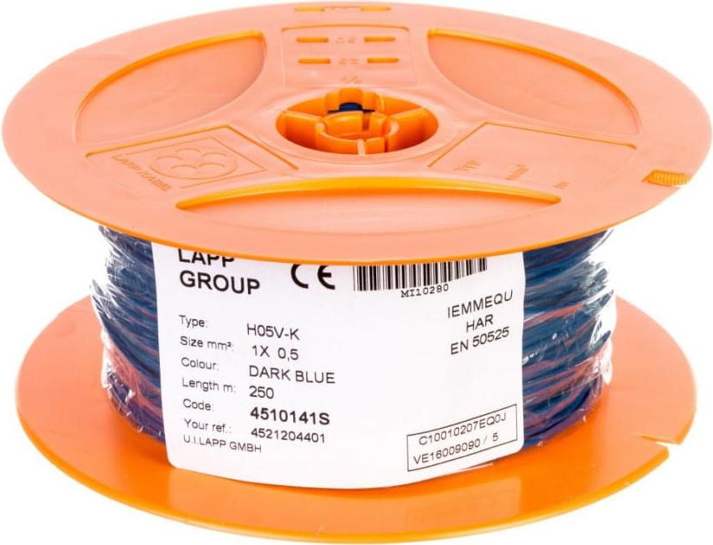 Installationsleitung H05V-K 0,5 dunkelblau 4510141S /250m/
