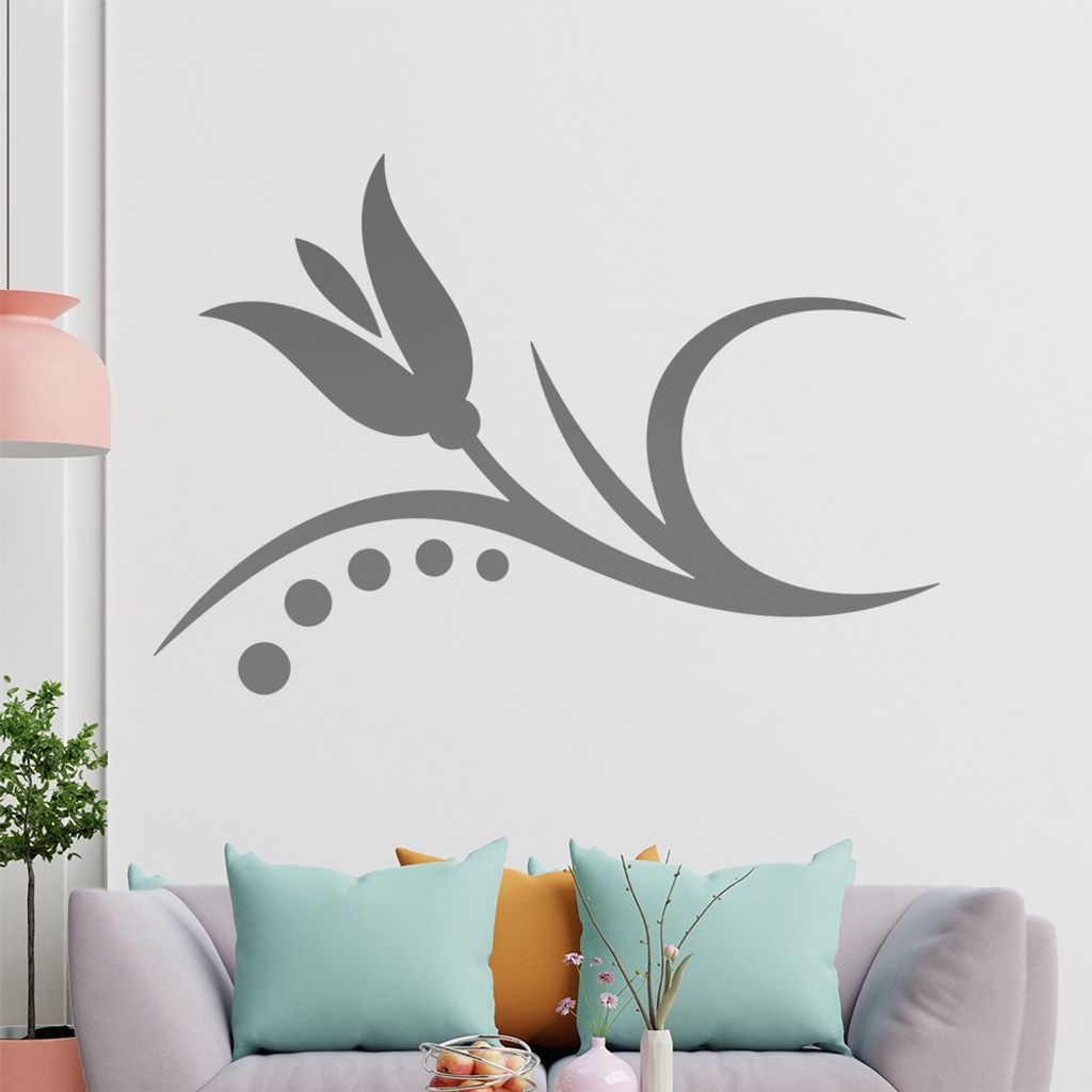 Blume - Linien Punkte Wandtattoo in 6 Größen - Wandaufkleber Wall Sticker - Dekoration, Küche, Wohnzimmer, Schlafzimmer, Badezimmer
