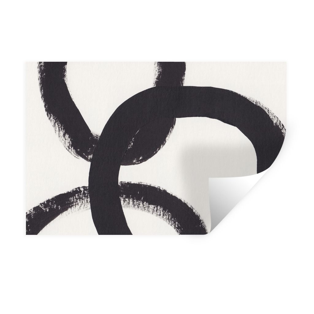 MuchoWow Wandtattoo Wandsticker Wandaufkleber Abstrakt - Formen - Schwarz - Kreise 60x40 cm Selbstklebend und Repositionierbar - Wierderverwendba...