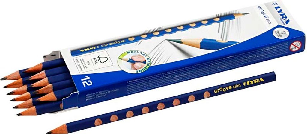 Lyra Rillengraphitstifte, D 7,2 mm, HB, Mine 3,3 mm, 12 Stück 1 Box
