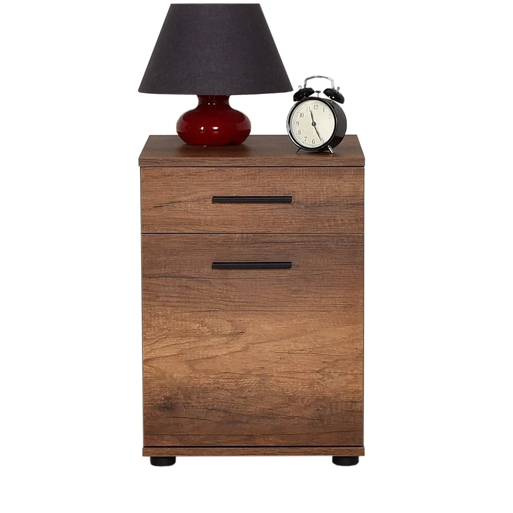 Table de nuit Oslo résistante en mélamine pour un rangement durable
