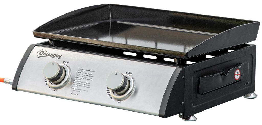Outsunny Tischgrill Gasgrill BBQ mit 2 Brennern, Produktbild 