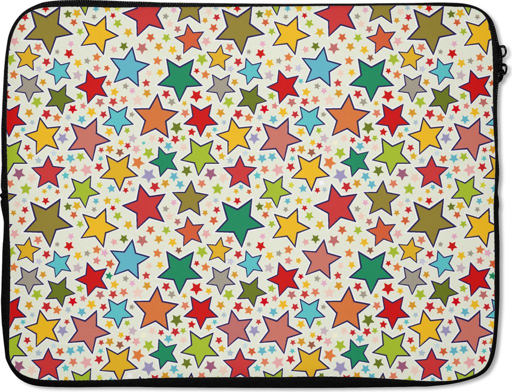 MuchoWow Laptop Hülle 17 Zoll Laptoptasche Muster - Sterne - Farben - Kinder - Kinder - Zipper - Schutzabdeckung