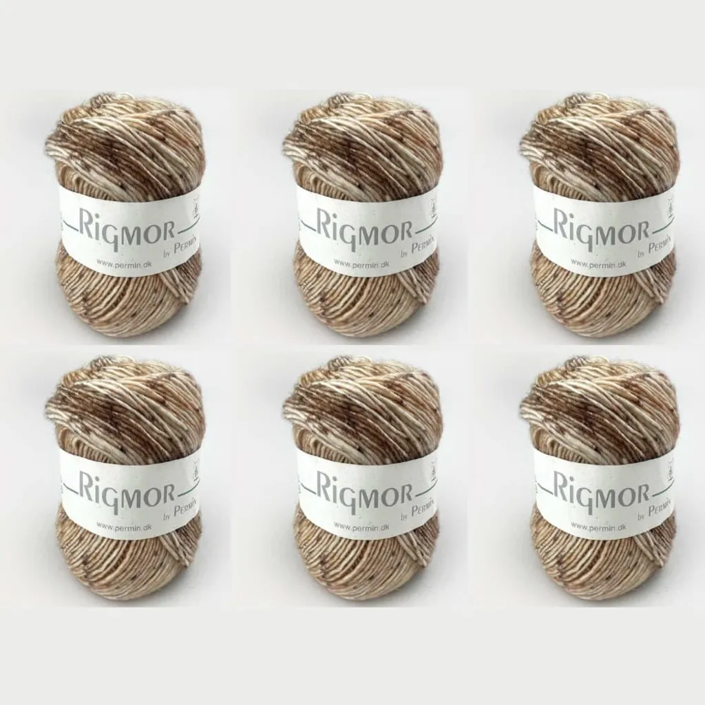Pack de 6 pelotes Rigmor by Permin pour tricot de pull - Laine sable 20