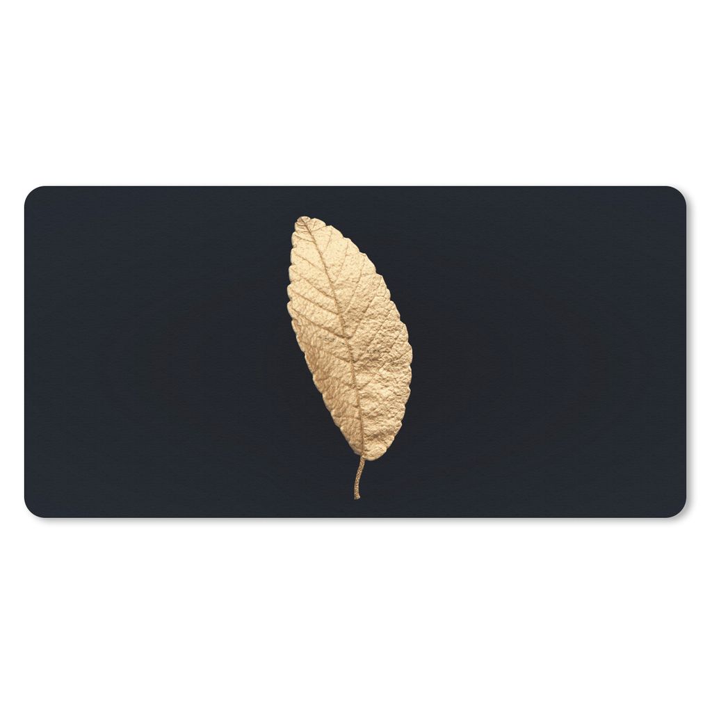 MuchoWow Mauspad Mousepad Schwarz und Gold - Blätter - Schwarz - Pflanzen - Luxus 60x30 cm - Mousepads - Maus Mat - Pad - Mausunterlage - Nachha...