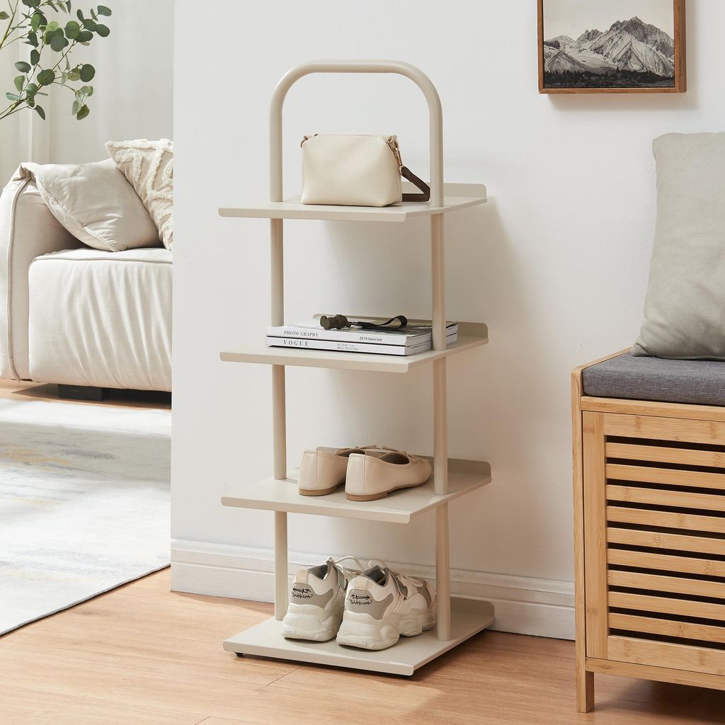 Schuhregal 'Poytya' für 4 Paare Stahl 96 x 34 x 32 cm Champagne