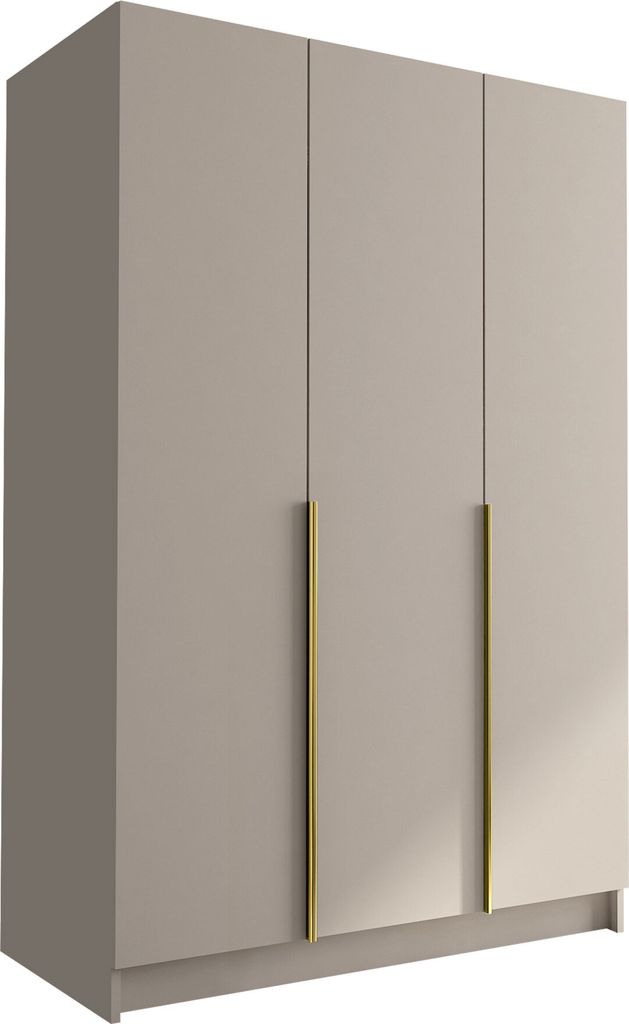 MIRJAN24 Kleiderschrank Calia I, Schlafzimmer, Drehtürenschrank, mit Kleiderstange, Modern, Garderobenschrank, Metallgriffe (Farbe: Cashmere / Cas...