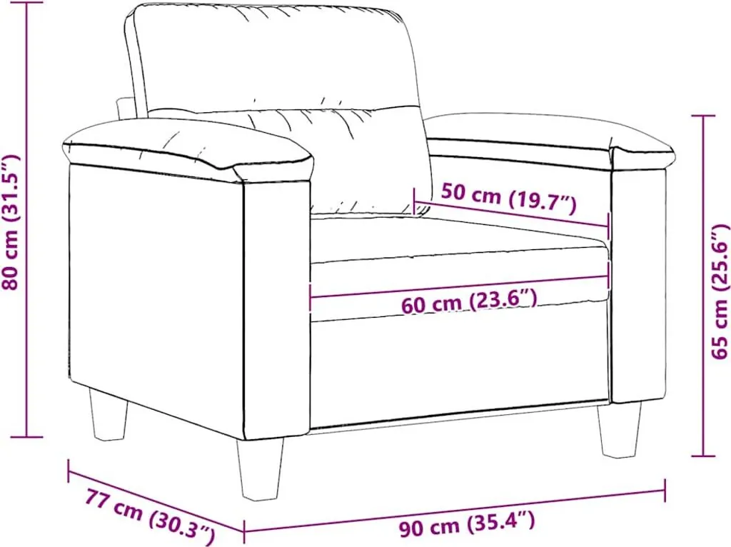 Fauteuil de Salon Beige 60 cm en Microfibre - Fauteuil Simple et Chic - 8