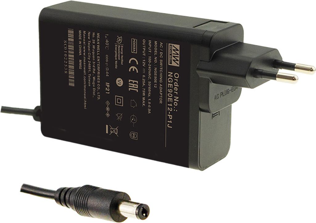 MEANWELL NGE90E55-P1J Steckernetzteil 90,2W 55V 1,64A 5,5*2,1mm Hohlstecker
