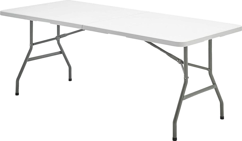 Rechteckiger Klapptisch HDPE 244x76x74 cm. Farbe Weiß