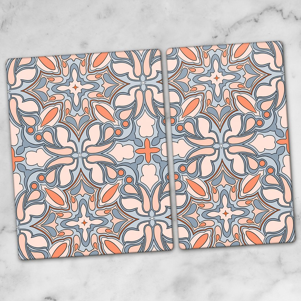 Glas-Herdabdeckplatten Glaskeramikkochfeld-Abdeckung Spritzschutz Glas 70x52 cm Mosaik