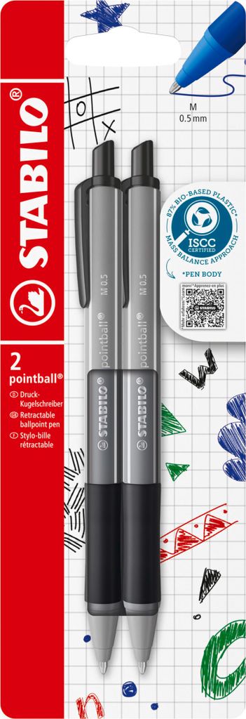 STABILO pointball colorful Kugelschreiber - dunkelgrau- 2er Pack
