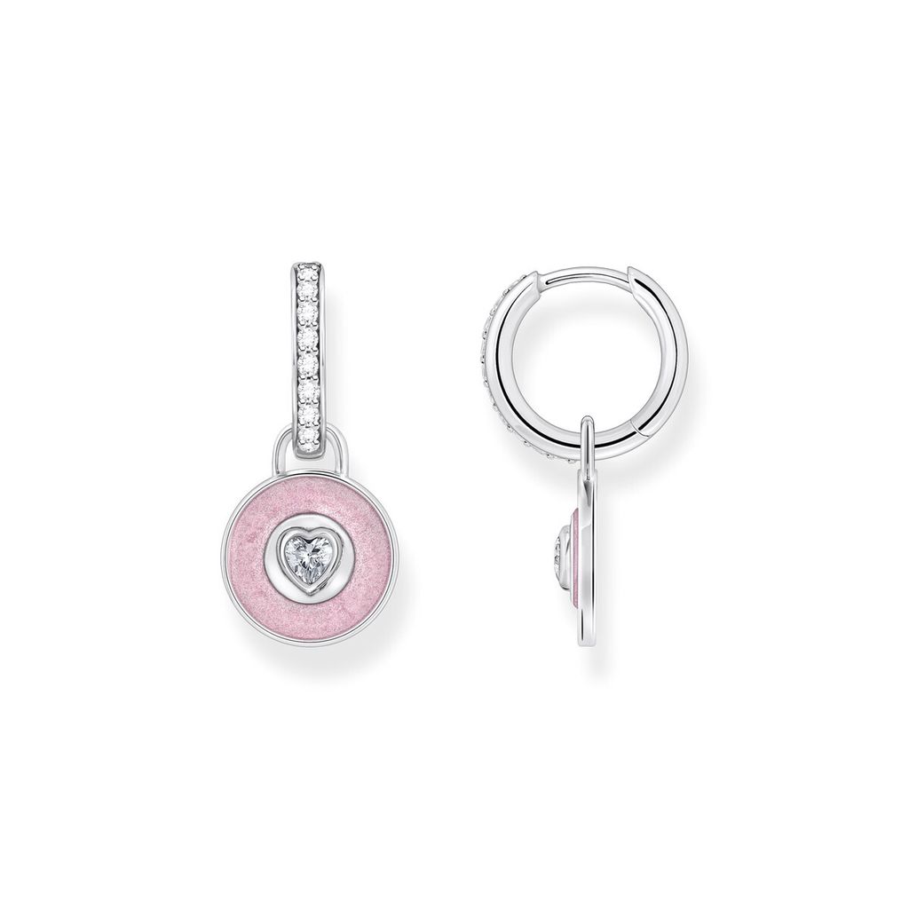 Thomas Sabo CR723-691-9 Silberne Creolen mit rosa Anhänger & Zirkonia Damen