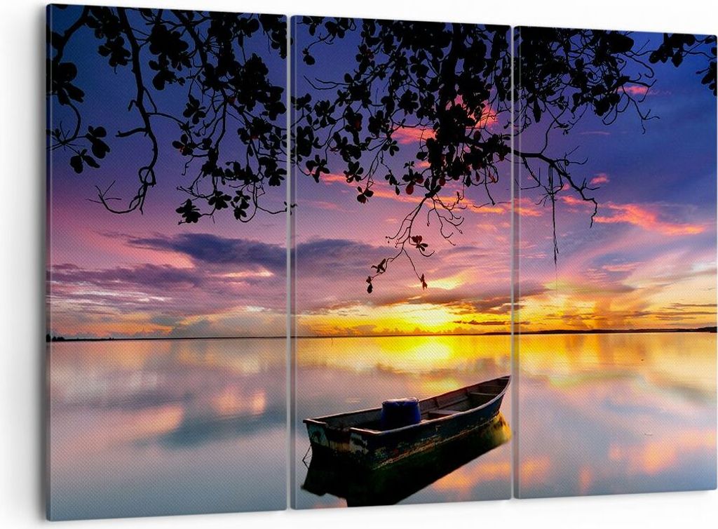 Bild auf Leinwand - Leinwandbild - Boot Sonnenuntergang See Produktbild 