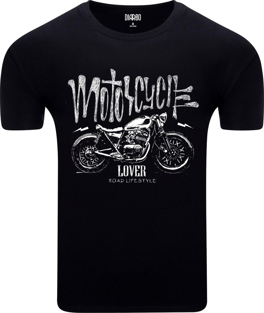 Diarbo Herren T-Shirt mit Motorliebhaber Druck Motorradliebhaber Schwarz Gr.M