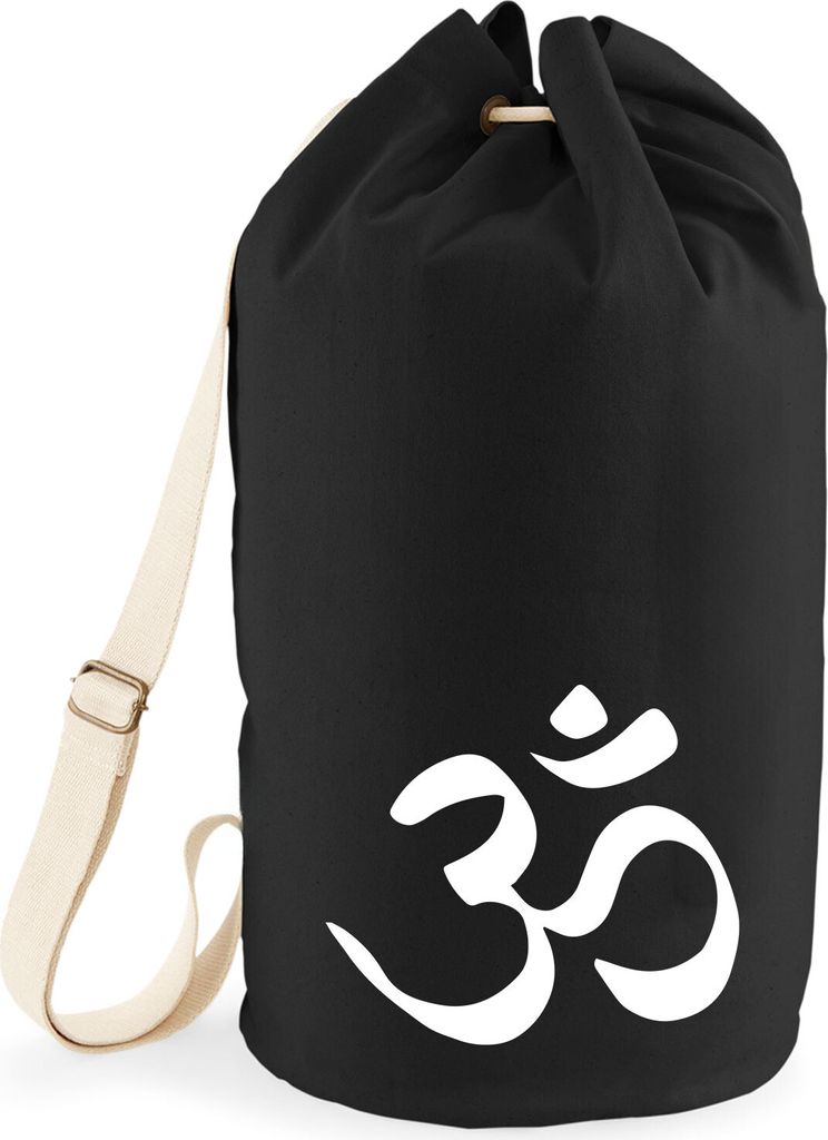 Huuraa Seesack Yoga-Om Symbol 20 Liter Black Baumwolle Rucksack Geschenkidee