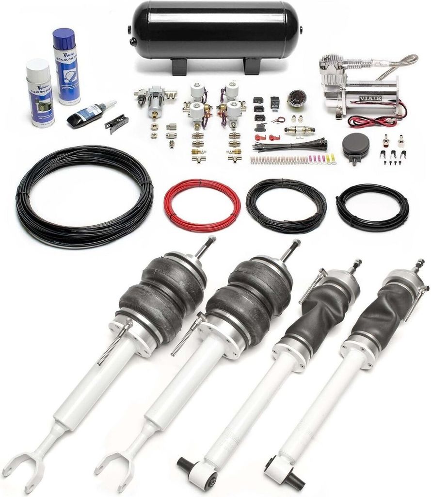 TA Technix Luftfahrwerk + Kompressor Viair Airride schwarz für Audi A4 Typ B5