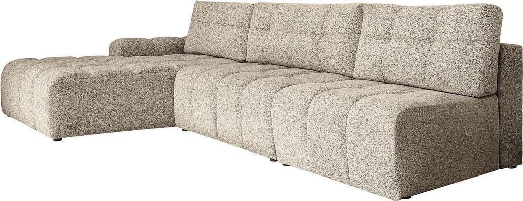 home24 Ecksofa mit Schlaffunktion - Strukturstoff