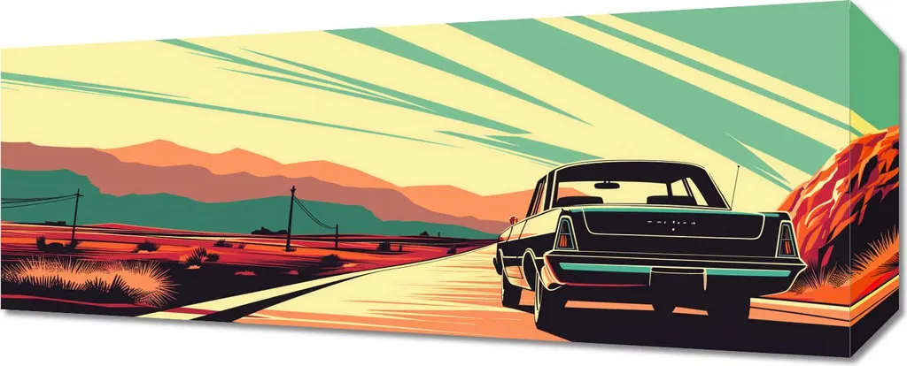 Tableau pour Salon et Bureau 50 x 20 cm - Motif Désert et Horizon