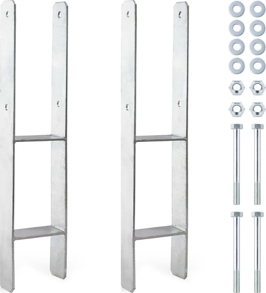 Support Poteau pour Carport et Pergola 101 x 600 mm - Acier Galvanisé