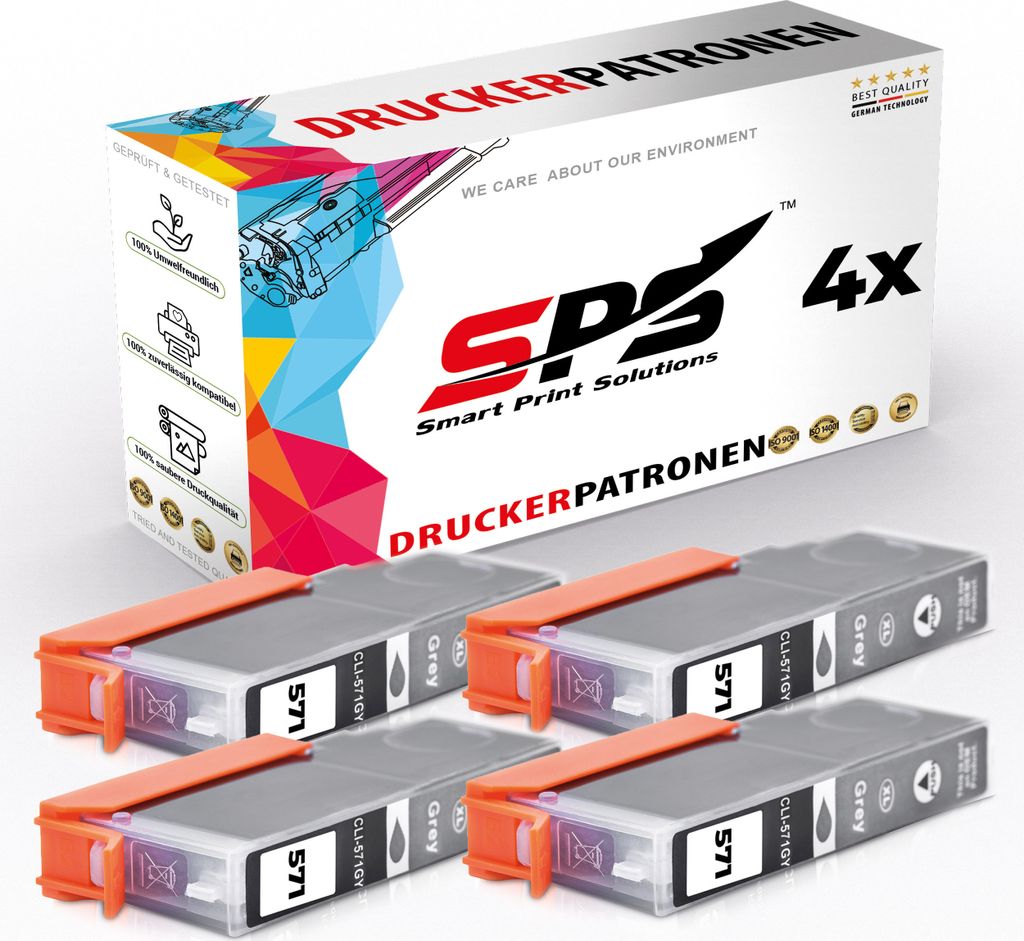 4x Kompatibel Canon 0335C004 CLI571GYXL Druckerpatronen Grau für Canon Pixma TS9055