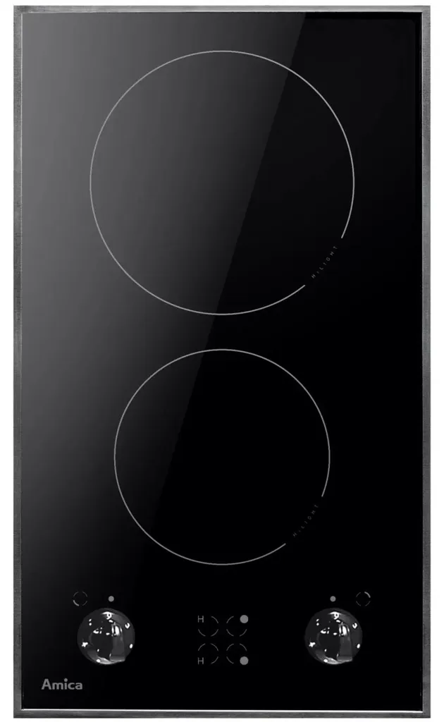 Domino de Cuisson Vitrocéramique Amica Noir avec Manettes 30 cm