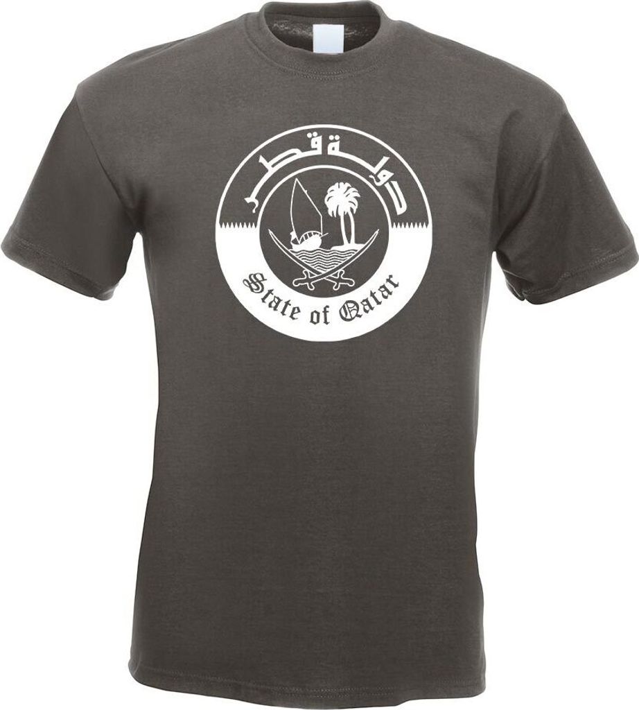 Kiwistar - T-Shirt - Graphit - Katar Qatar Wappen Motiv Bedruckt Funshirt Design Print - mit Motiv Bedruckt - Funshirt Design - Sport - Freizeit - ...