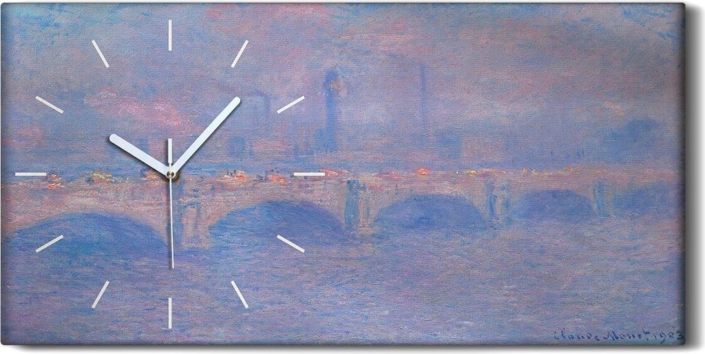 Leinwand Uhr Küche Wohnzimmer Bild Geräuschlos Kunstdruck 60x30 Waterloo Brücke - weiße Hände