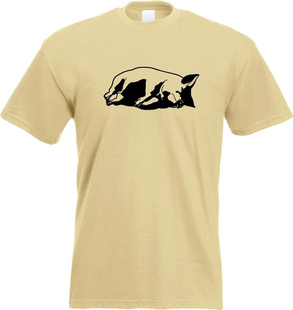 Kiwistar - T-Shirt - Khaki - Schwein Motiv 1 - Sau - Baby Herren Funshirt Bedruckt Design Sprüche Spruch Motive - mit Motiv Bedruckt - Funshirt De...